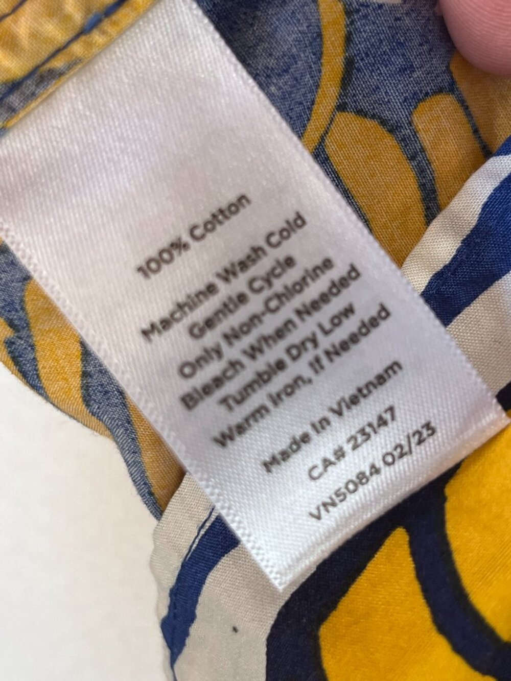 Talbots Tie Back Top in Colorblock Leaves Women's XL 100% Cotton Blue/Yellow - Picture 6 of 8